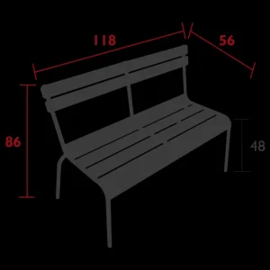 Banc à dossier 2/3 places Luxembourg, Fermob