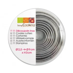 Boîte 11 emporte-pièces ronds en inox, ScrapCooking