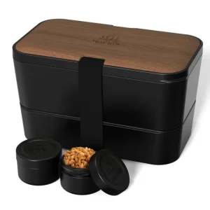 Boîte Bento Modulable 1.5 L Noir & Noyer, Umami