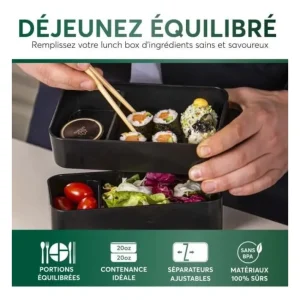 Boîte Bento Modulable 1.5 L Vert Ardoise, Umami