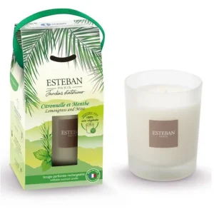 Bougie parfumée 180 gr Citronnelle et Menthe, Esteban