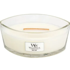 Bougie parfumée Ellipse Teck Blanc, Woodwick