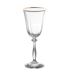 Coffret 6 verres à pied Angela filet Or, Crystal Bohemia