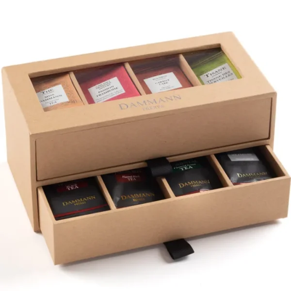 Coffret thé 7/7 Kraft 2 tiroirs garni de 56 sachets, Dammann Frères