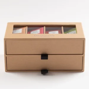Coffret thé 7/7 Kraft 2 tiroirs garni de 56 sachets, Dammann Frères