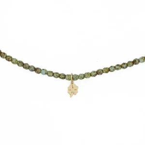 Collier et Bracelet 3 tours Trèfle Vert Marbré, Têtes Blondes