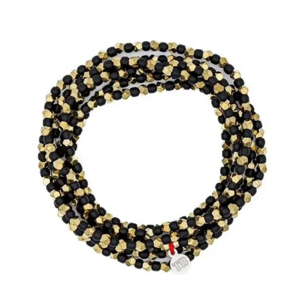 Collier et Bracelet 6 tours Max Gold Noir, Têtes Blondes