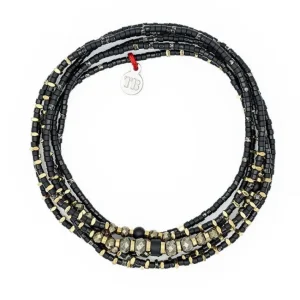 Collier et Bracelet 6 tours Black Panther Slim, Têtes Blondes