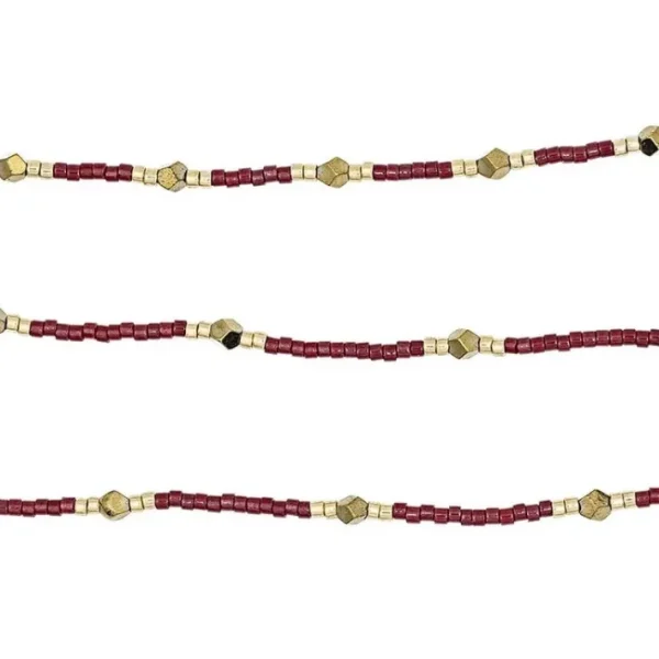 Collier et Bracelet 6 tours Gatsby Rouge Cerise, Têtes Blondes