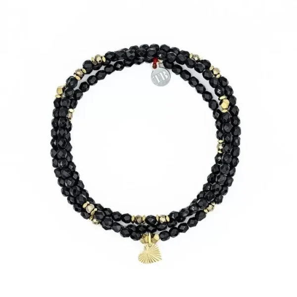 Collier et Bracelet 3 tours Love Gold Noir, Têtes Blondes