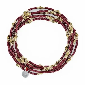 Collier et Bracelet 6 tours Gatsby Rouge Cerise, Têtes Blondes