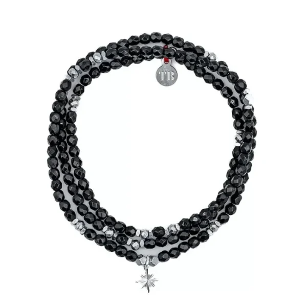 Collier et Bracelet 3 tours Starlight Silver Noir, Têtes Blondes