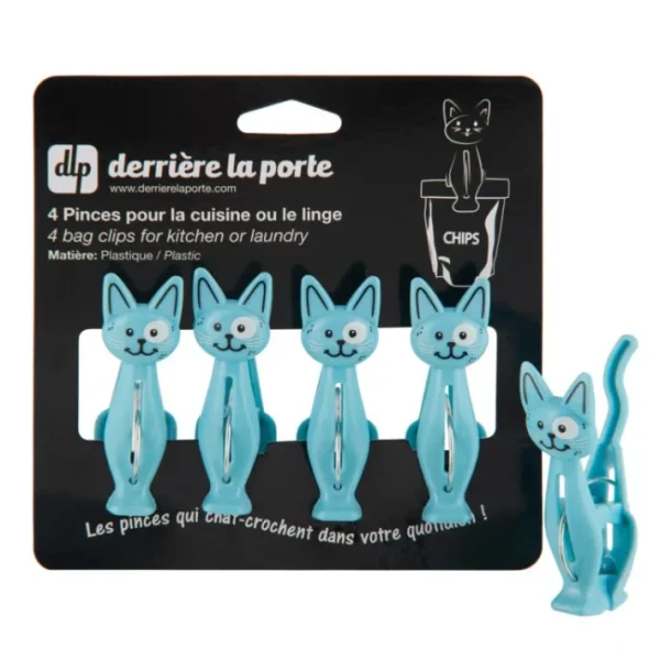 Lot de 4 pinces à linge Chat, Derrière la porte