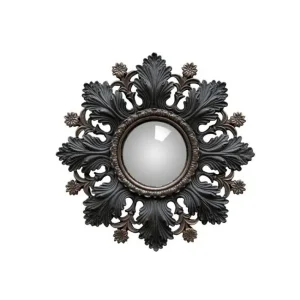 Miroir convexe Feuilles Noires et Fleurs, Chehoma