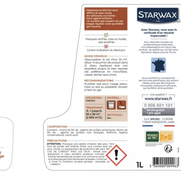 Nettoyant concentré parquet & sols stratifiés, Starwax