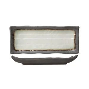 Plat rectangulaire en porcelaine 11 x 28 cm Stone, Cosy & Trendy