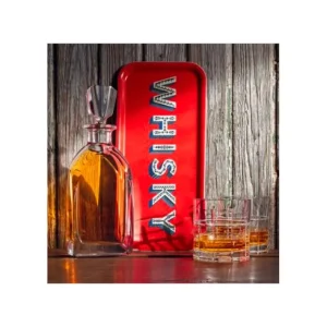 Plateau apéritif rectangulaire "Whisky" rouge, Jamida