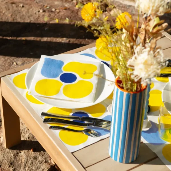 Serviettes en papier Fleur Pop Jaune, Françoise PAVIOT