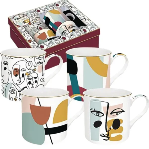 Set de 4 mugs Modernism, Easy Life