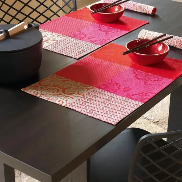 Set de table Fleurs de Kyoto Cerise, Le Jacquard Français