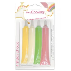 4 stylos goût choco rose, vert, jaune, blanc, ScrapCooking