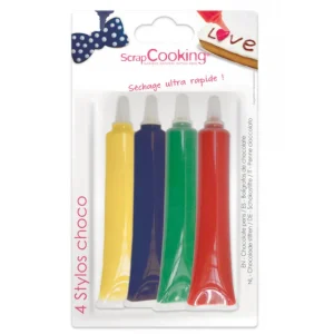 4 stylos goût choco rouge, bleu, jaune, vert, ScrapCooking