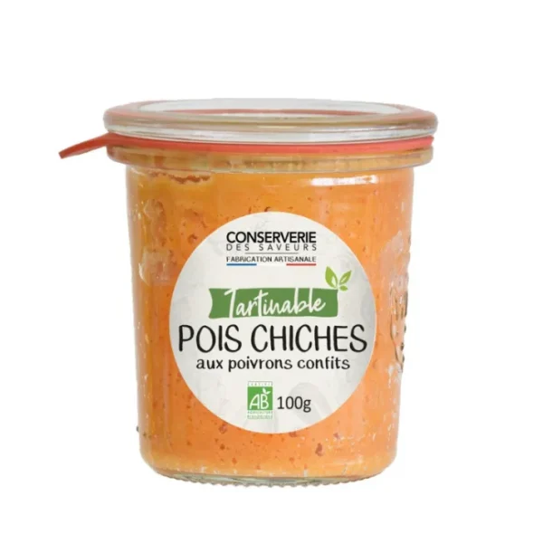 Tartinable de pois chiches aux poivrons confits Bio, Conserverie des Saveurs