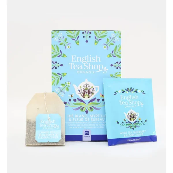 Thé Blanc Bio Myrtille et Fleur de Sureau 20 sachets, English Tea Shop