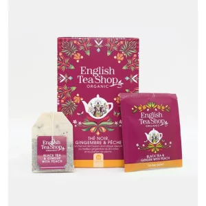 Thé Noir Bio Gingembre et Pêche 20 sachets, English Tea Shop